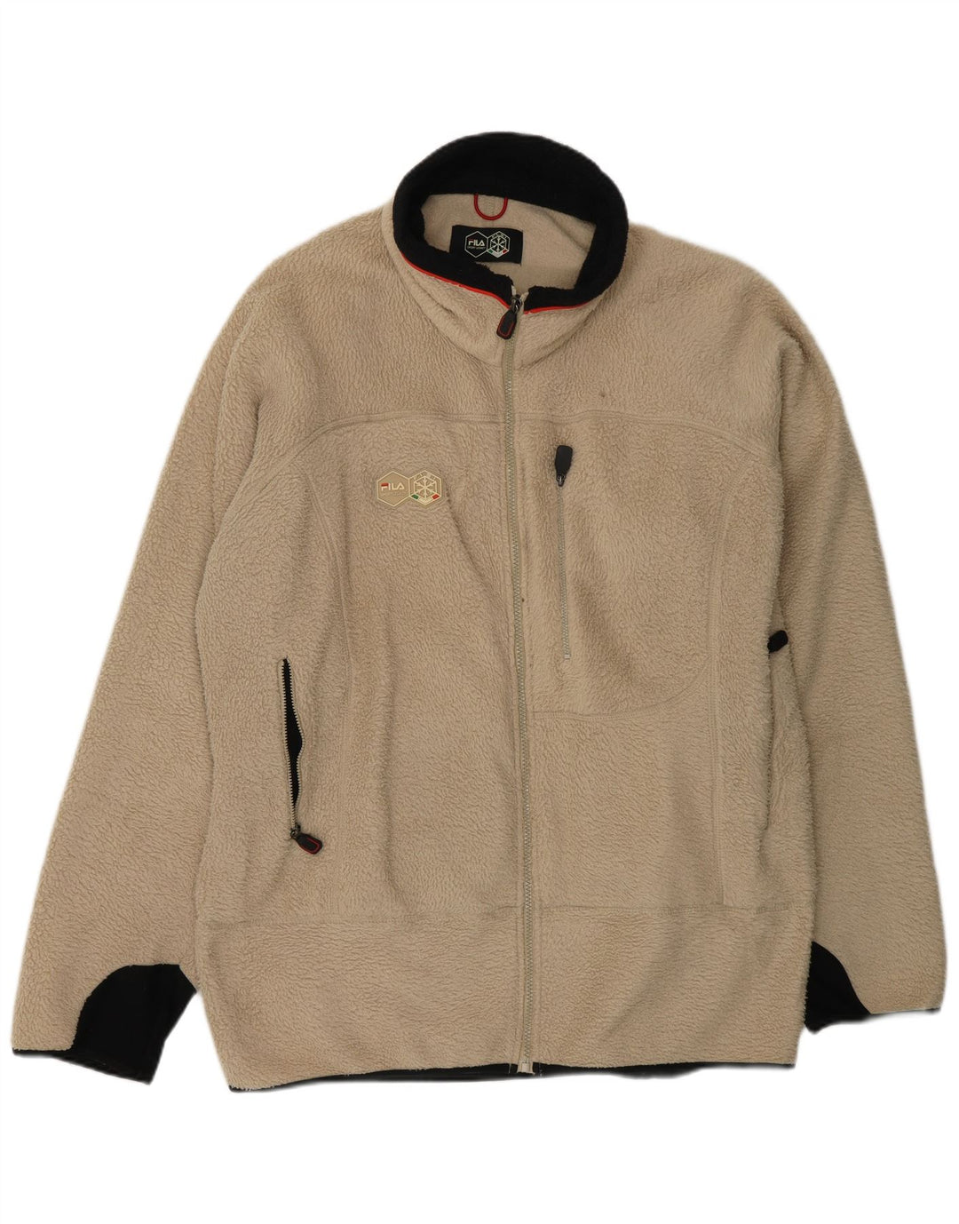 FILA Fleecejakke til mænd UK 44 2XL Beige Colourblock Polyester