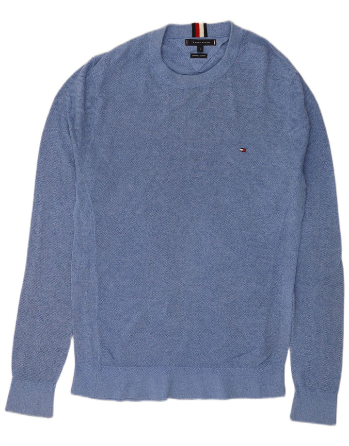 TOMMY HILFIGER Herre sweater med rund hals, stor blå bomuld