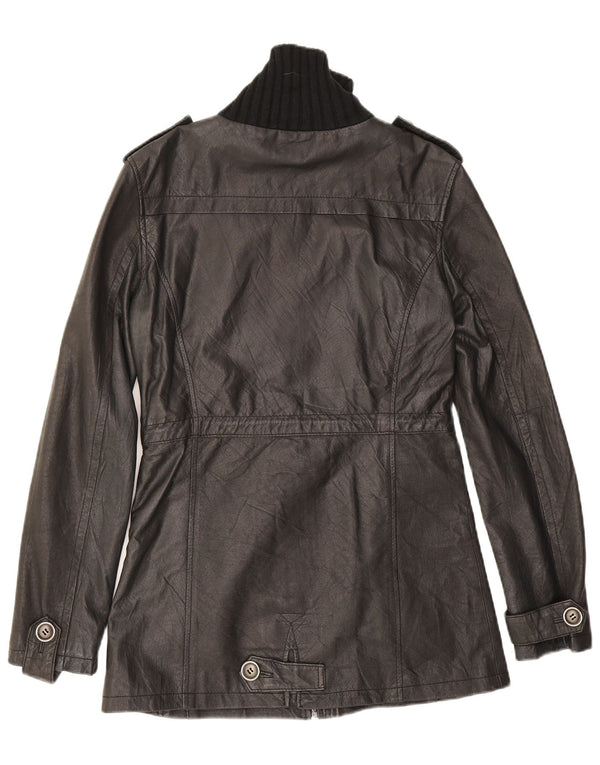Variety Womens Military Læderjakke UK 14 Medium Sort Læder