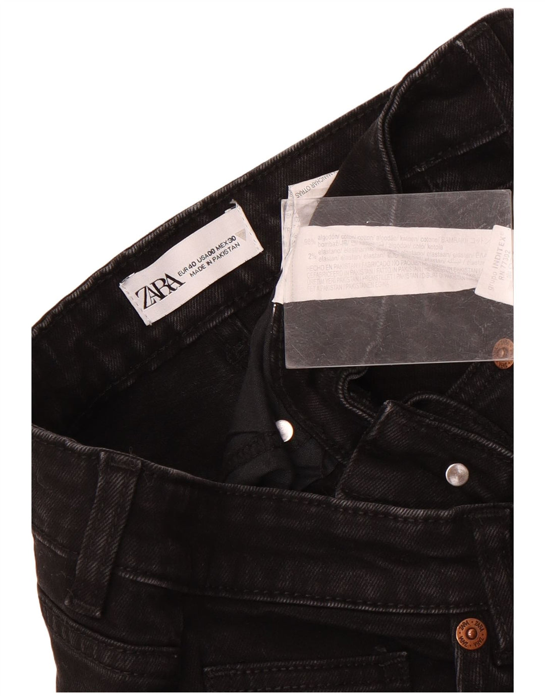 Zara Dame Straight Jeans EU 40 Medium W30 L26 Sort Bomuld