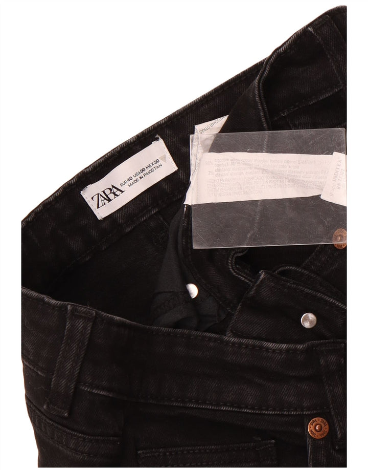 Zara Dame Straight Jeans EU 40 Medium W30 L26 Sort Bomuld