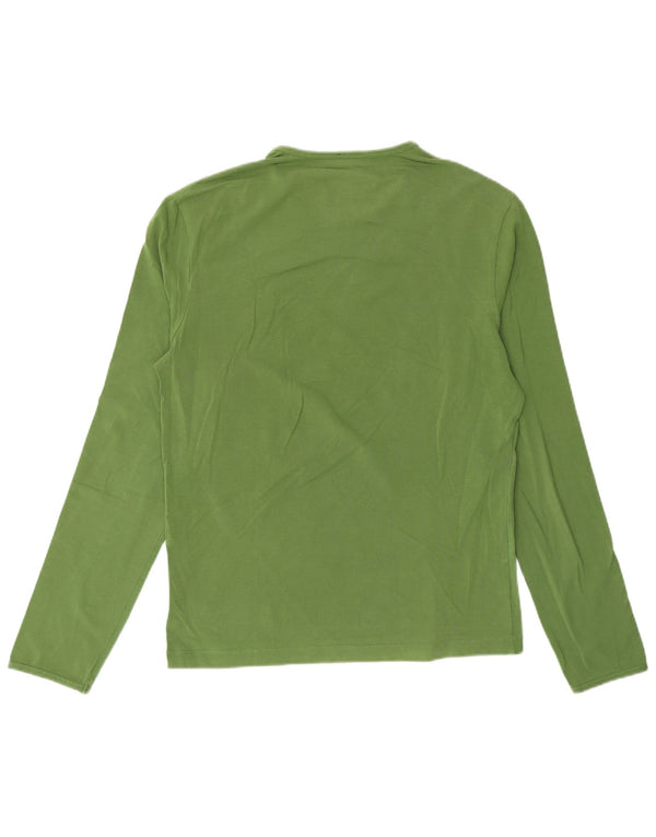 Calvin Klein Jeans Womens Graphic Top Long Sleeve UK 16 Large Green Cotton