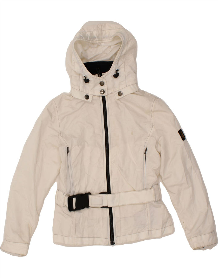REFRIGIWEAR Girls Hooded Rain Jacket 9-10 Years White Polyamide Vintage Refrigiwear and Second-Hand Refrigiwear from Messina Hembry 