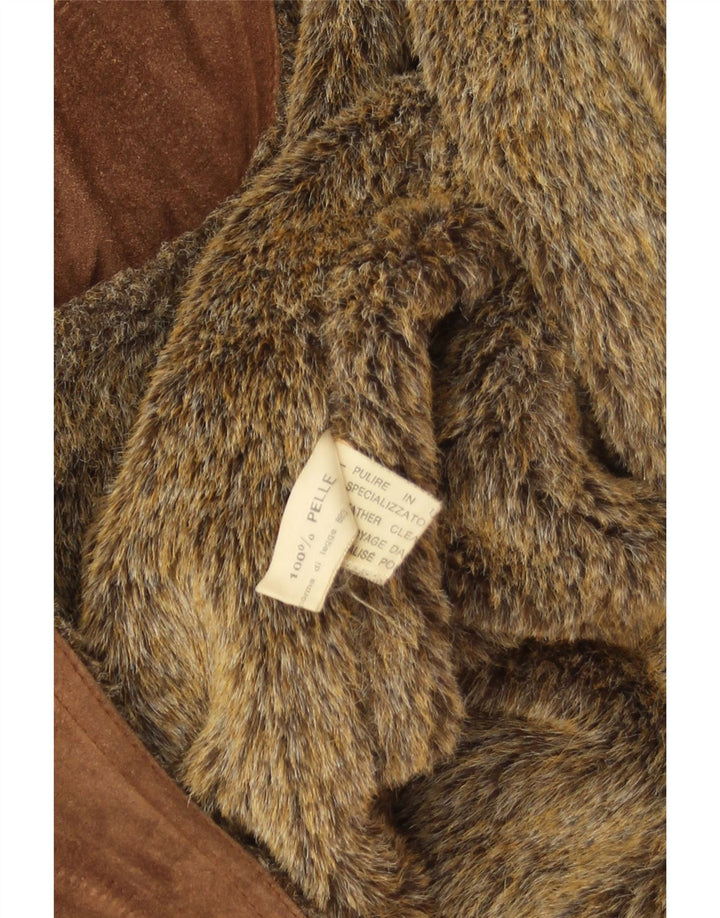 Vintage herre ruskind shearling jakke UK 38 medium brunt læder