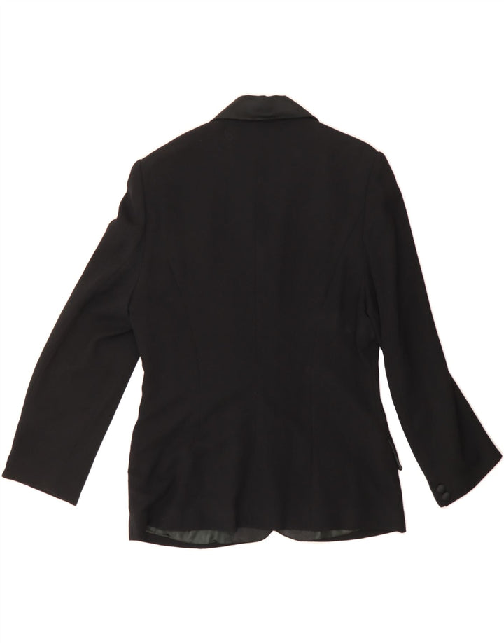 VINTAGE Womens 3 Button Blazer Jacket UK 12 Medium Black Wool Vintage Vintage and Second-Hand Vintage from Messina Hembry 