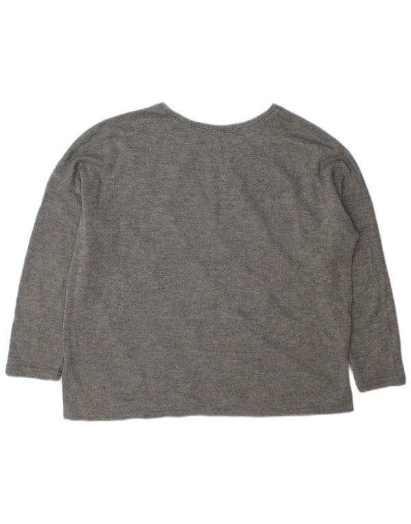 Zara Womens Oversized Crew Neck Jumper Sweater UK 14 Medium Grey
