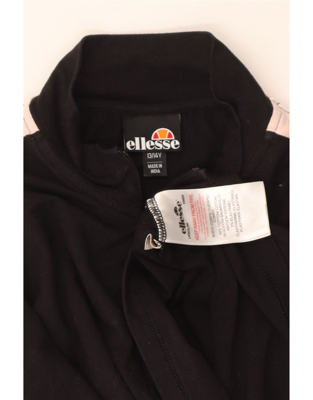 ELLESSE Girls Crop Pullover Tracksuit Top 13-14 Years Black Colourblock