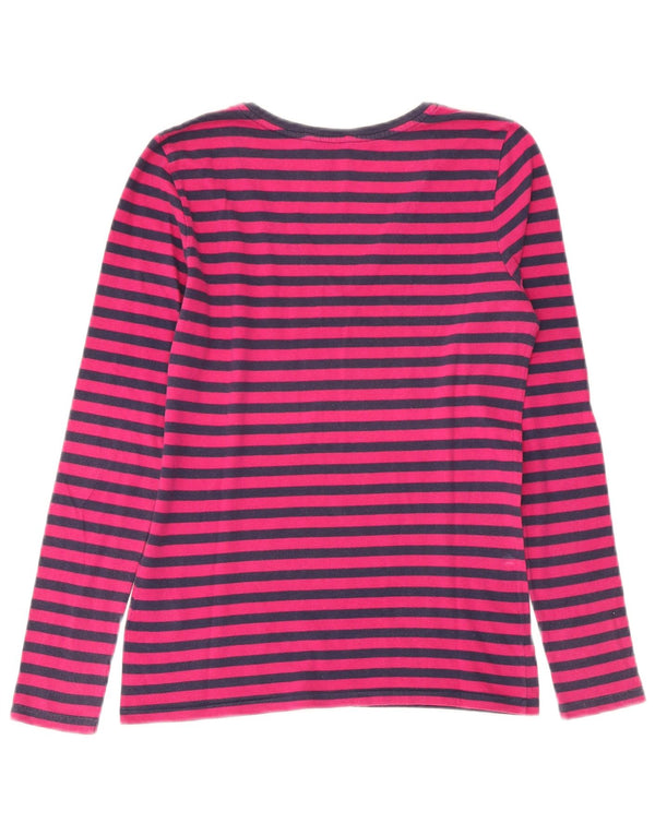 Ralph Lauren Womens Top Long Sleeve UK 10 Small Pink Striped Cotton