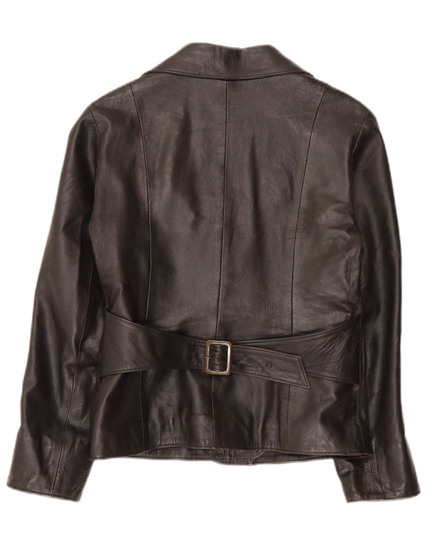 Vintage Dame 1 Knap Læder Blazer Jakke IT 46 Stor Sort