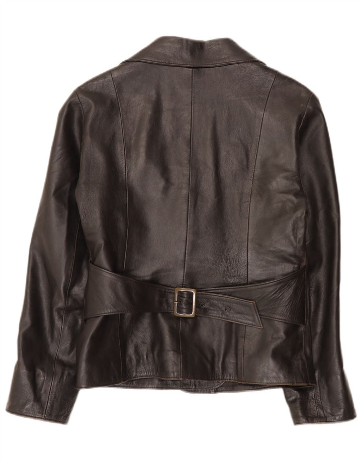 Vintage Dame 1 Knap Læder Blazer Jakke IT 46 Stor Sort