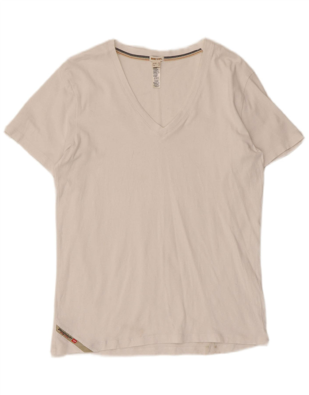 Diesel T-Shirt Top UK 12 Medium Hvid Bomuld