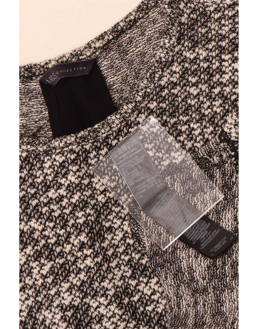 Marks & Spencer Dame 3/4 ærmet bluse Top UK 8 Small Black Flecked