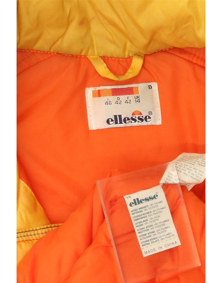 Ellesse Dame Hætte Oversized Skijakke UK 14 Stor Gul Colourblock