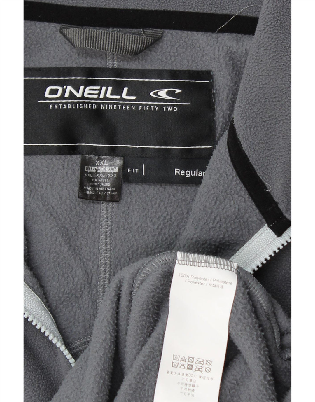 O'NEILL Herre Regular Fit Fleece Jumper med lynlåshals 2XL Grå Polyester