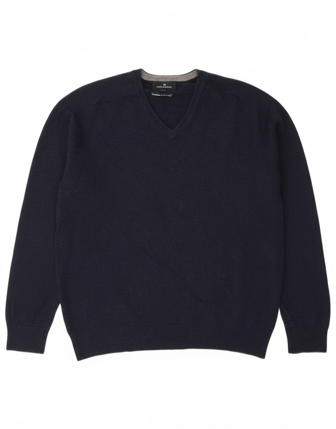 BLUE HARBOUR Mens V-Neck Jumper Sweater Medium Navy Blue Lambswool