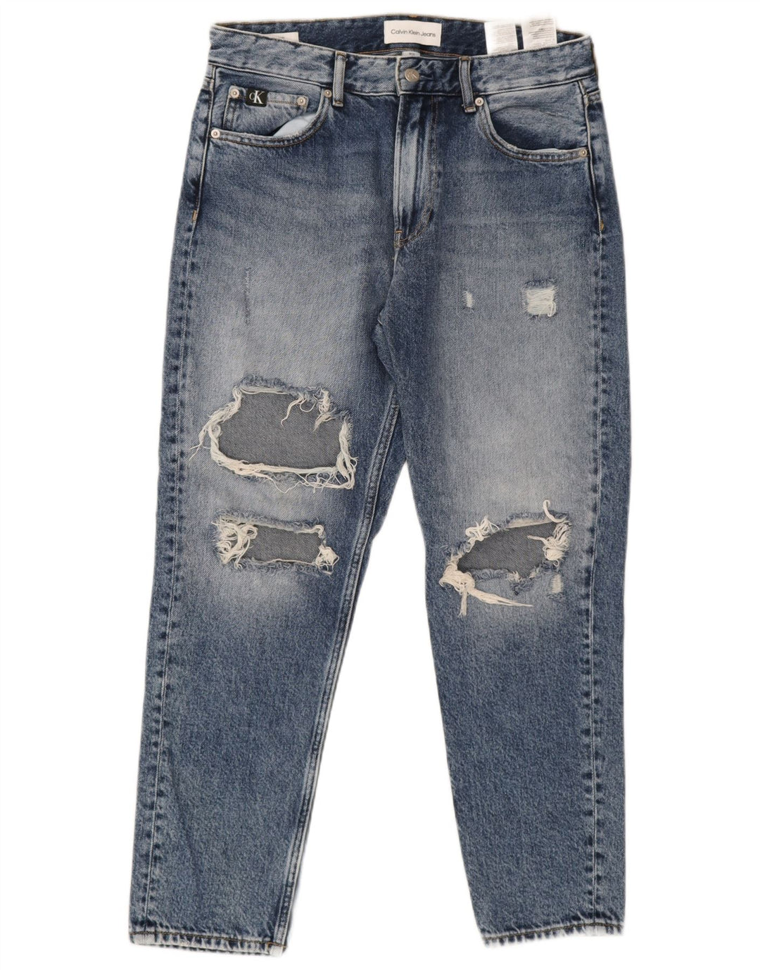 Calvin Klein Herre Distressed Slim Jeans W31 L26 Blå Bomuld