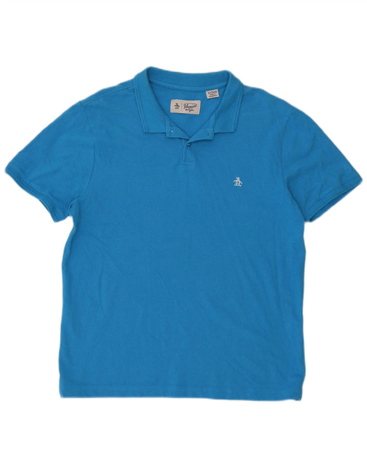 Penguin herre poloshirt XL blå bomuld