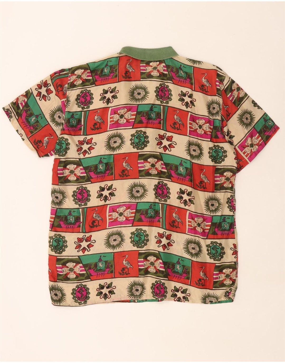 Vintage herre abstrakt mønster pullover skjorte stor flerfarvet