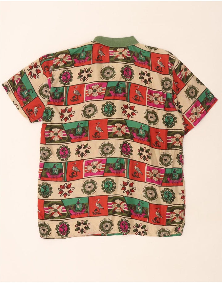 Vintage herre abstrakt mønster pullover skjorte stor flerfarvet