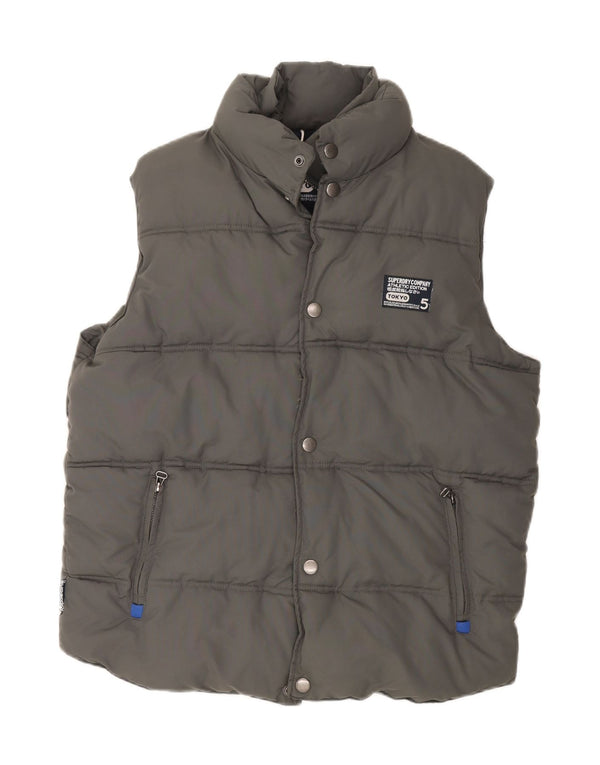 Superdry Mens Padded Gilet UK 44 2XL Grey Nylon
