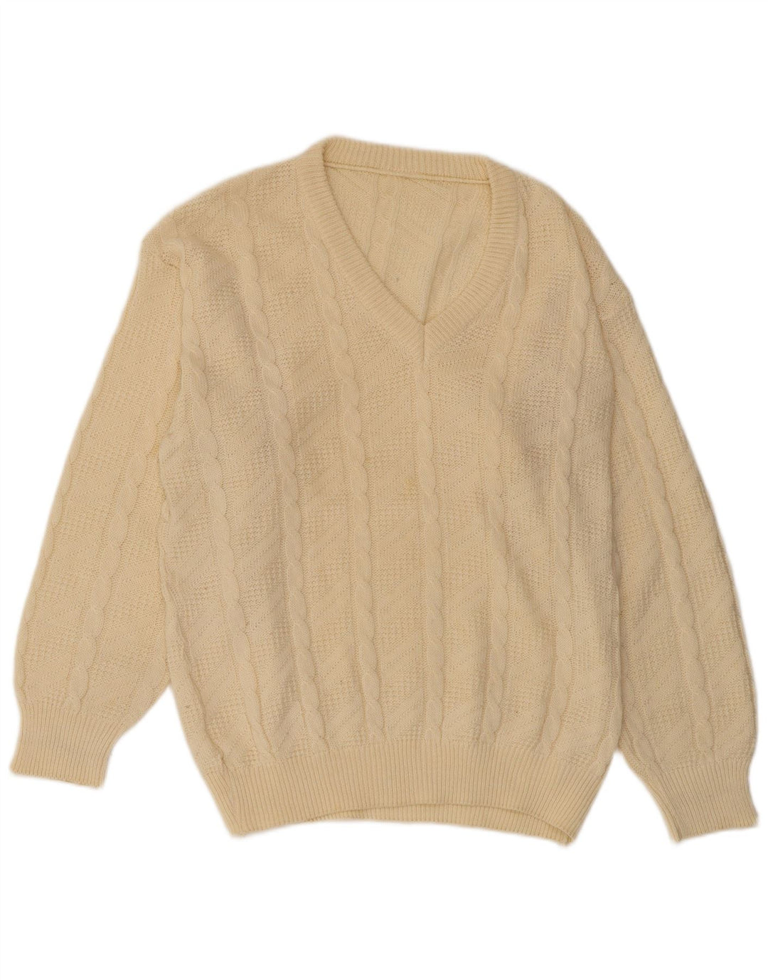 VINTAGE Herre V-hals sweater IT 54 XL Beige
