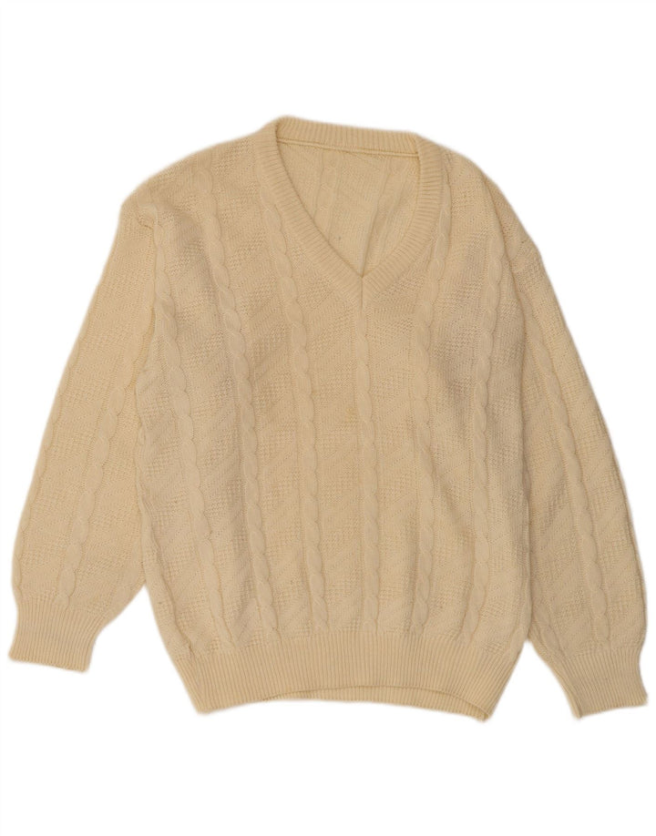 VINTAGE Herre V-hals sweater IT 54 XL Beige