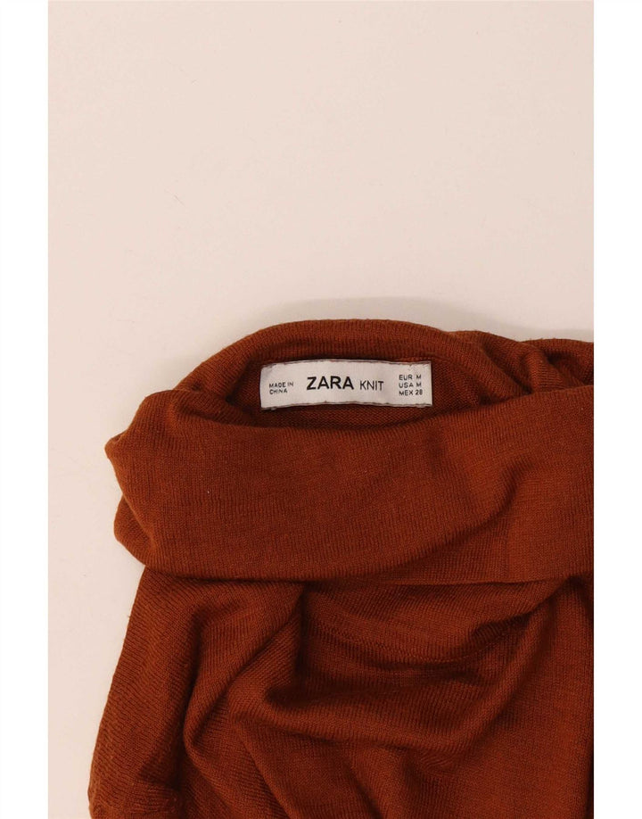 Zara Dame Rullehals Sweater UK 12 Medium Brun