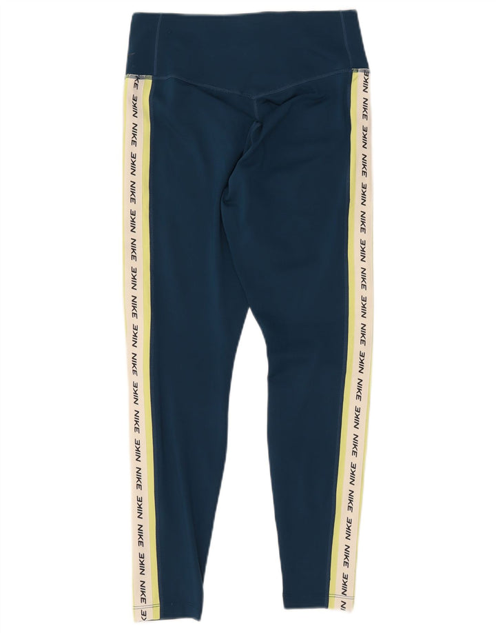 NIKE Dri Fit grafiske leggings til kvinder UK 8 Lille blå polyester