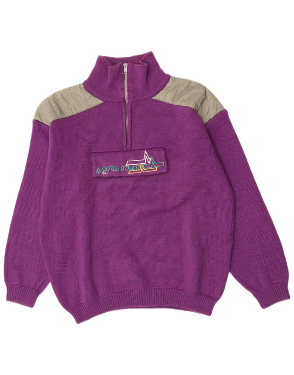 Volkl Herre Ski Zip Neck Jumper Sweater IT 50 Medium Lilla Colourblock