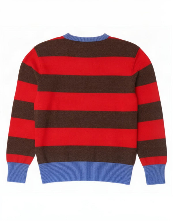 North Sails Womens Crew Neck Jumper Sweater UK 16 Large Brown Striped Wool