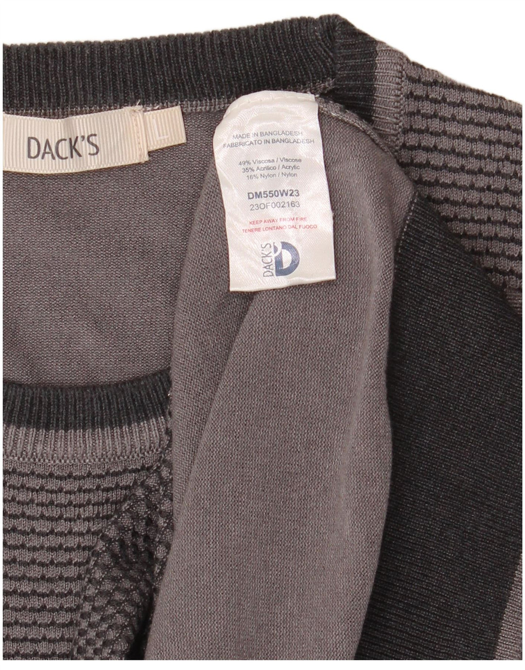DACK'S Herre sweater med rund hals, stor grå colourblock viskose