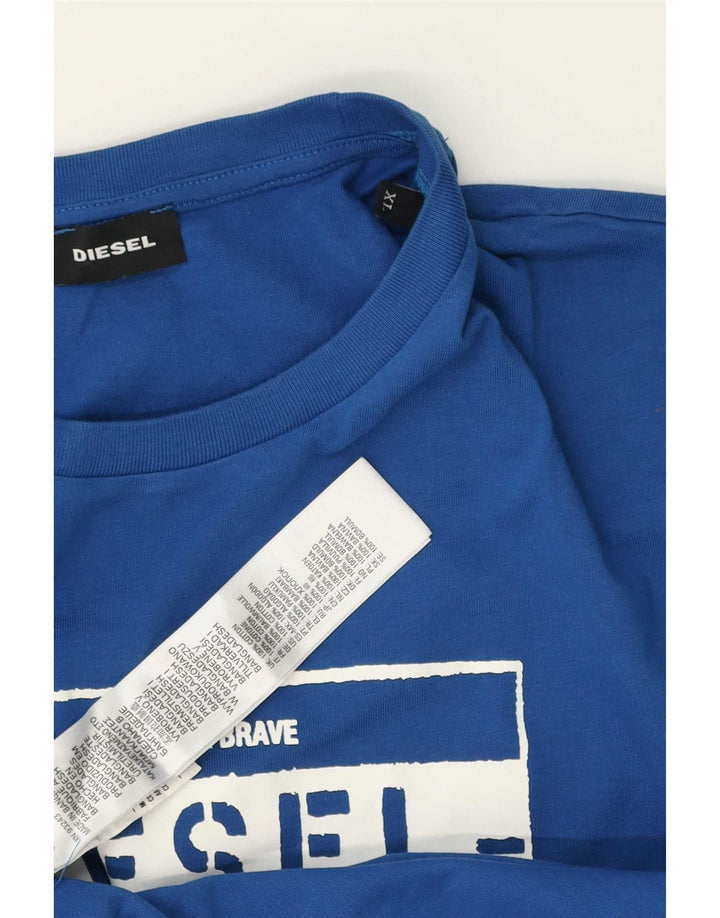 Diesel Herre Grafisk T-Shirt Top XL Blå Bomuld