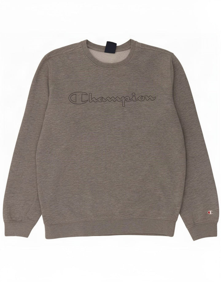 Champion Herre Grafisk Sweatshirt Jumper Medium Grey Flecked Bomuld