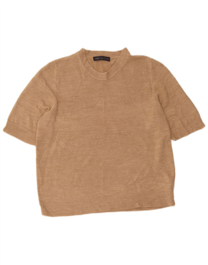 Marks & Spencer Dame Boat Neck Jumper Sweater UK 16 Large Brown