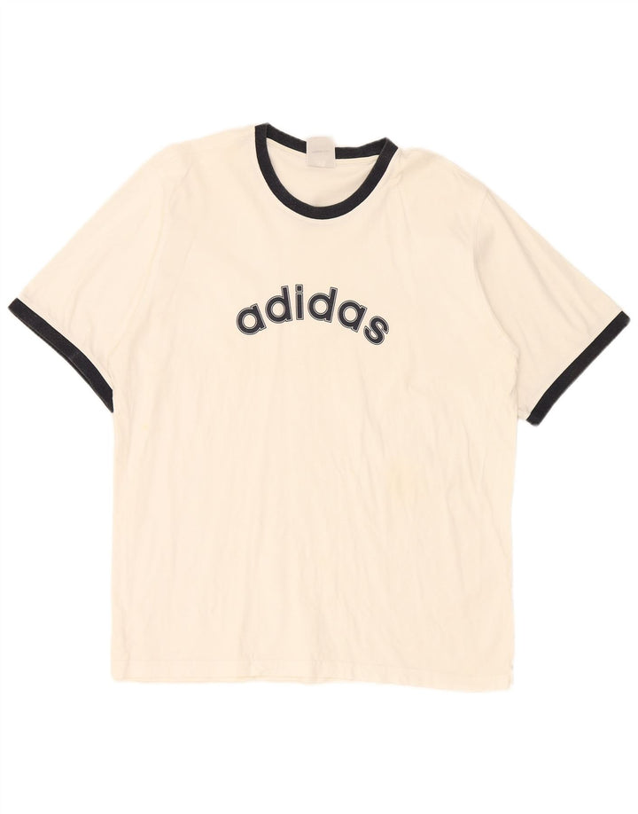 Adidas Herre Grafisk T-Shirt Top 2XL Hvid Colourblock