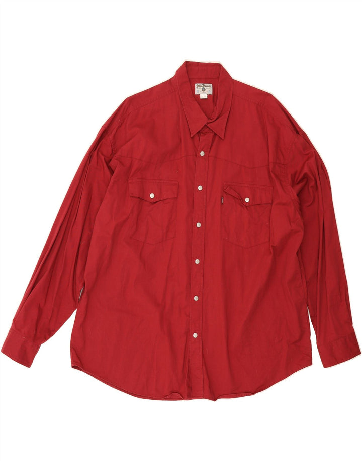 JOHN BANER Mens Shirt Size 17 XL Red Cotton Vintage John Baner and Second-Hand John Baner from Messina Hembry 