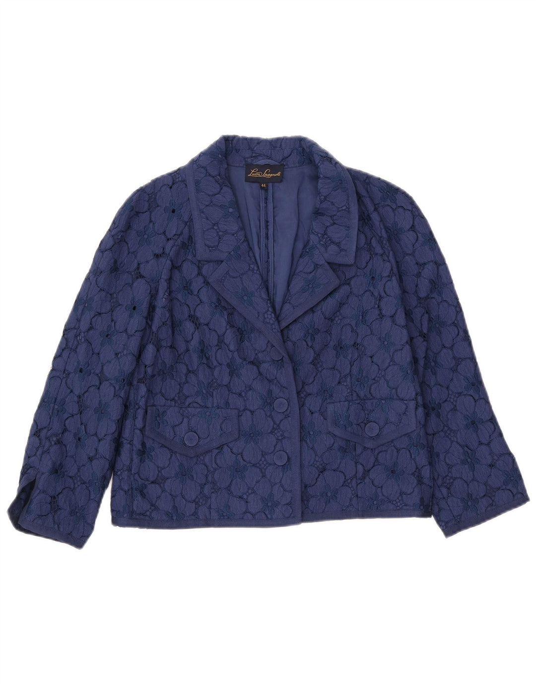 LUISA SPAGNOLI Dame Crop 3/4-ærmet blazerjakke IT 44 Medium Navyblå