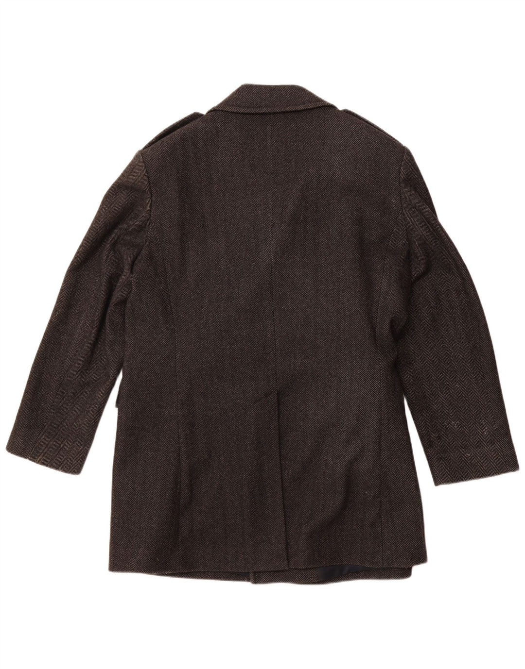 JAEGER Herre Pea Coat UK 42 XL Grå sildebensuld