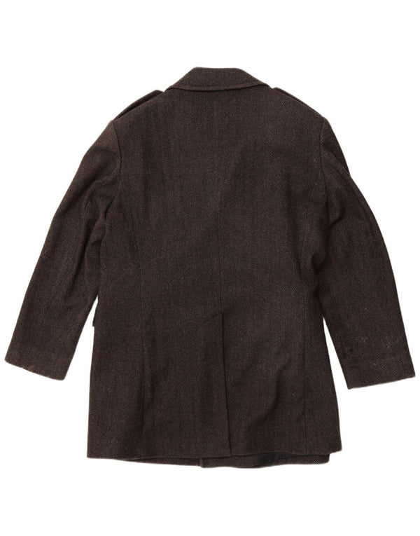 JAEGER Herre Pea Coat UK 42 XL Grå sildebensuld