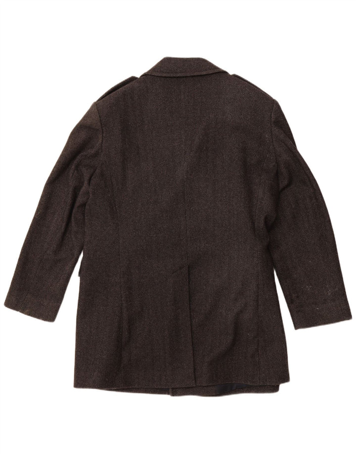 JAEGER Herre Pea Coat UK 42 XL Grå sildebensuld