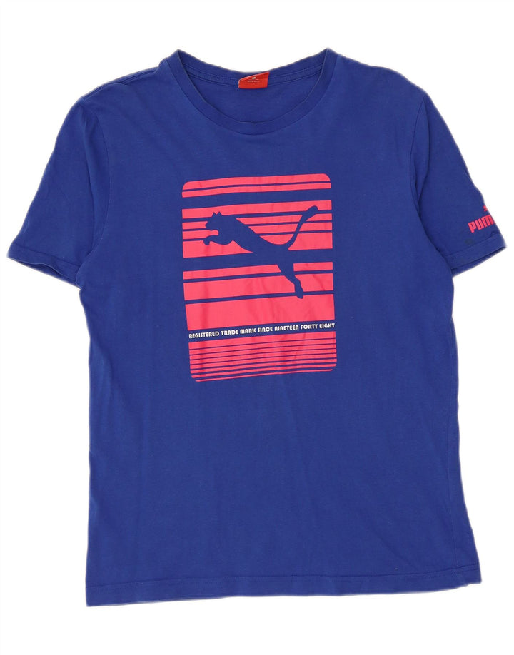 Puma Herre Grafisk T-Shirt Top Lille Blå Bomuld
