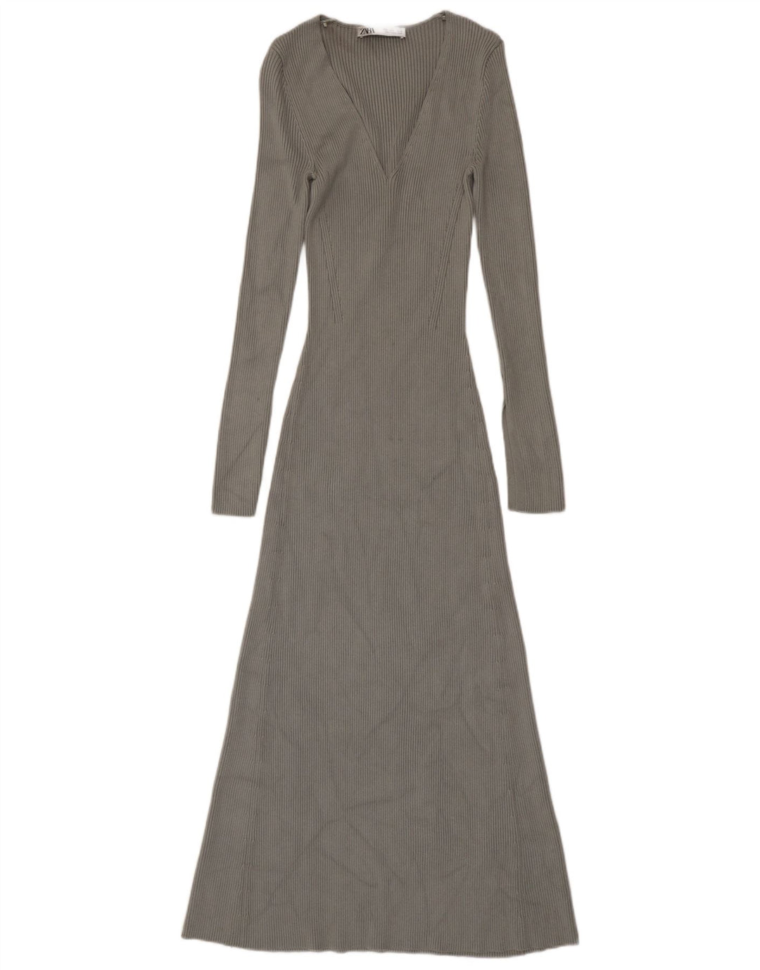 Zara Dame Maxi Jumper Kjole UK 8 Small Grey Viscose