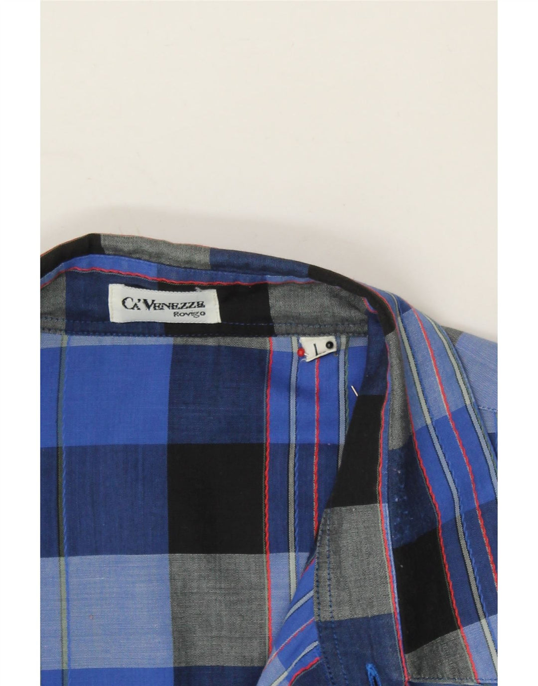 VINTAGE Mens Shirt Large Blue Check Cotton Vintage Vintage and Second-Hand Vintage from Messina Hembry 