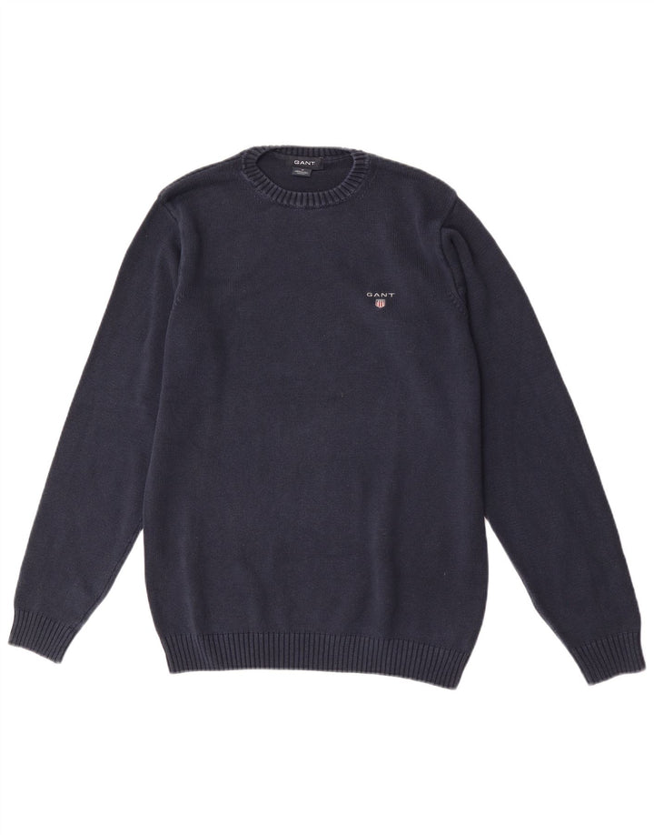 Gant herre rund hals sweater medium marineblå bomuld
