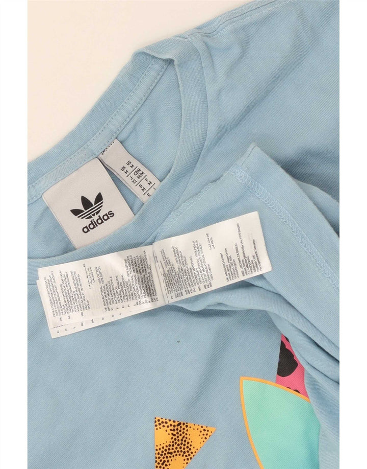 Adidas Grafisk T-shirt top mellemblå bomuld til mænd