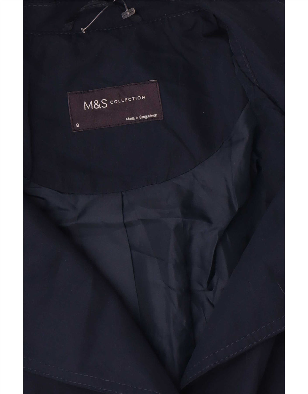 Marks & Spencer Trench Coat til kvinder UK 8 Small Navy Blue Polyester