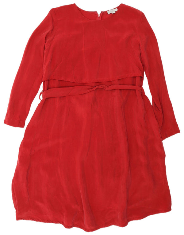 Cos Dame Langærmet Loose Fit Basic Kjole EU 36 Small Red Cupro