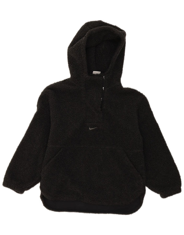Nike Dame Therma-Fit Fleece Hoodie Jumper UK 14 Medium Sort Polyester