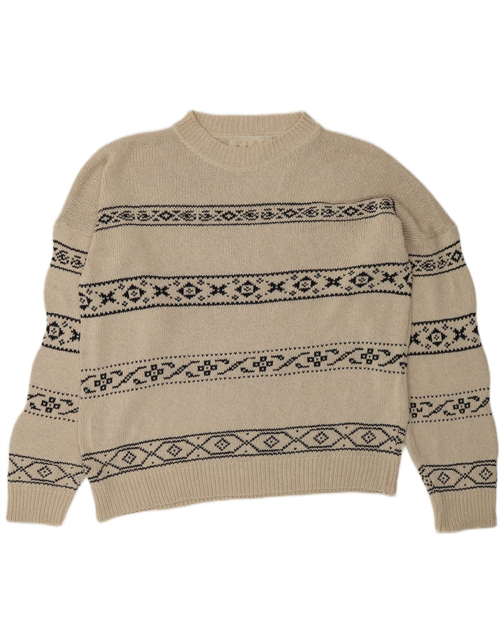 KAOS Herre sweater med rund hals, stor hvid Fair Isle
