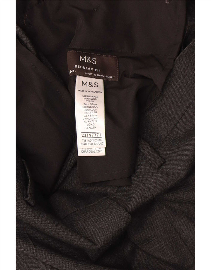 Marks & Spencer Herre Straight Regular Fit Suit Bukser W34 L33 Grå